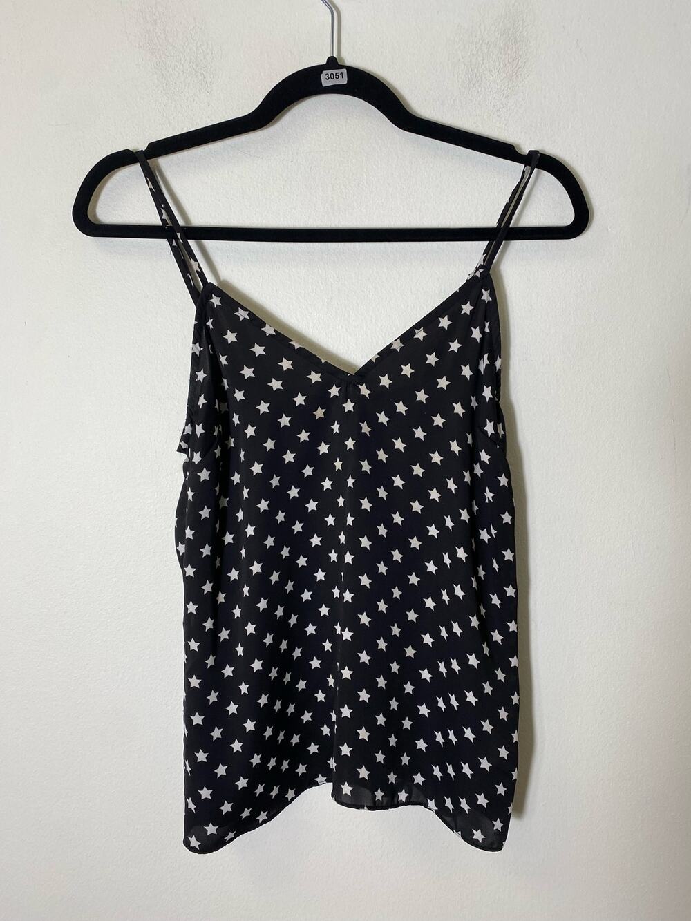 L'Academie Navy Blue White Star Pattern Satin Tank Top Sz XS